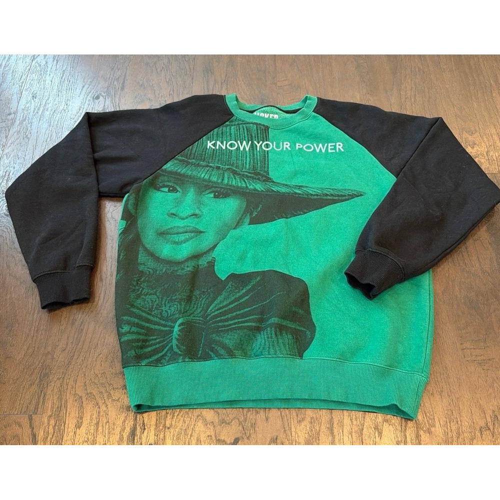 Wicked Elphaba Know Your Power Sweatshirt Green Black Crewneck Pullover Movie